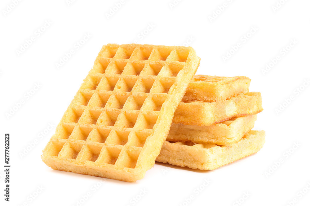 Group of sweet belgian waffles isolated on white background Group of sweet belgian waffles isolated on white background