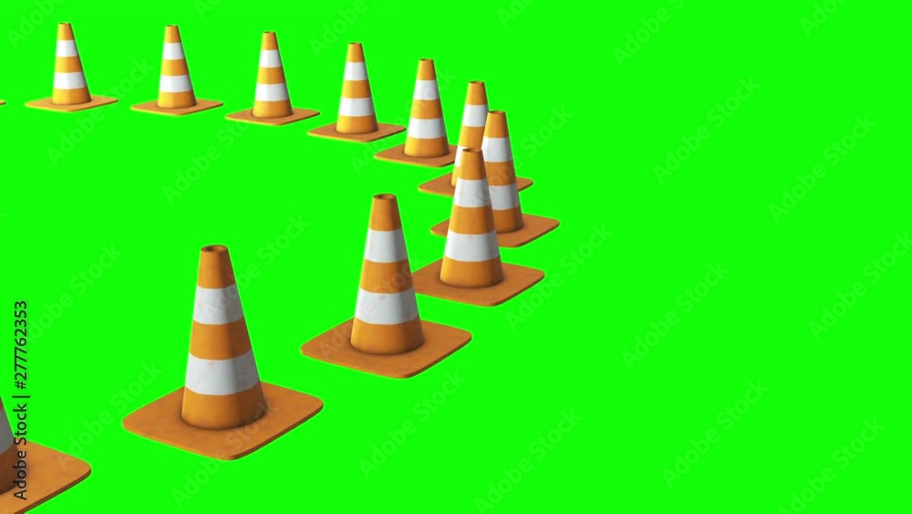 Vidéo Stock Traffic cone. Orange road sign with white stripes 3d render