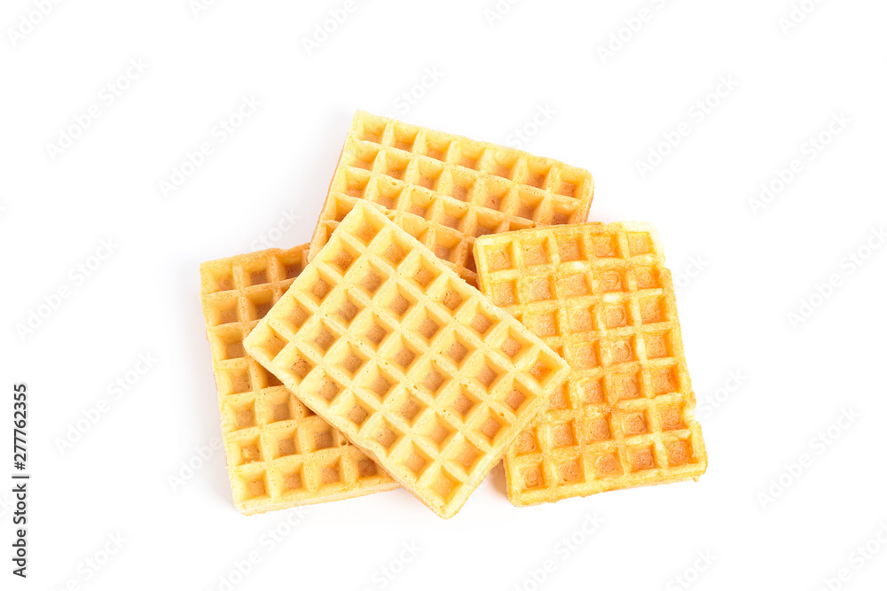 Sweet Belgian waffles isolated on white background Sweet Belgian waffles isolated on white background