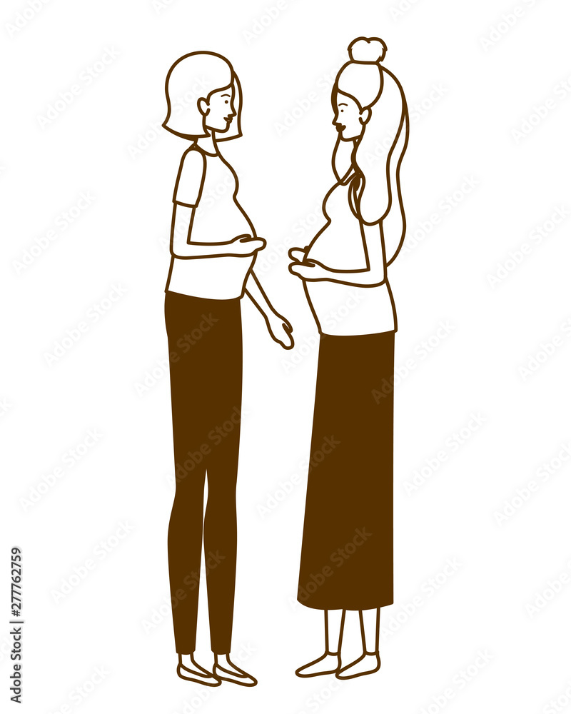 silhouette of women pregnant standing on white background silhouette of women pregnant standing on white background