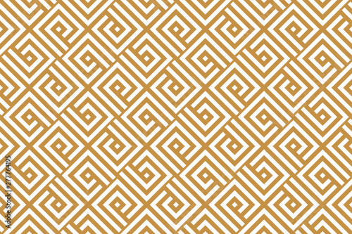 Abstract geometric pattern with stripes, lines. Seamless vector background. White and gold ornament. Simple lattice graphic design