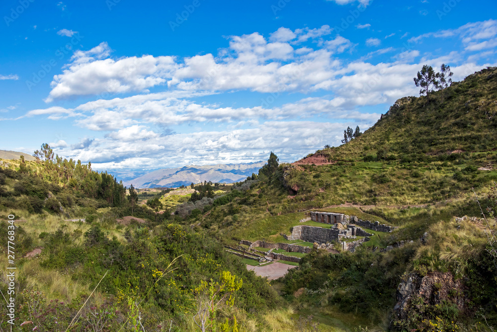 Tambomachay archaeological site associated with the Inca Empire, located near Cusco, Peru