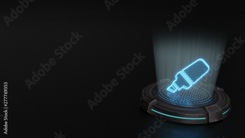 3d hologram symbol of highlighter icon render