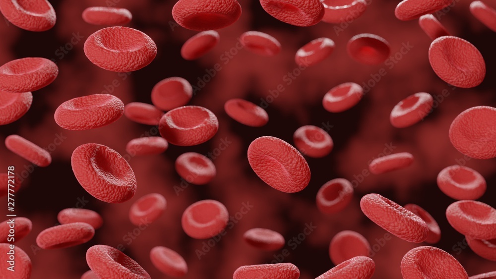 Red blood cells in vena. Microscope view. Science 3d illustration. Red blood cells in vena. Microscope view. Science 3d illustration.