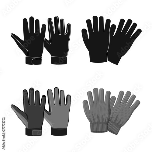 Isolated object of glove and winter icon. Collection of glove and equipment stock symbol for web.