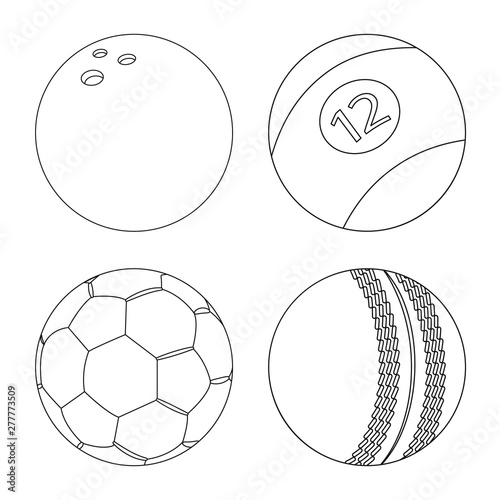 Vector illustration of sport and ball logo. Set of sport and athletic stock symbol for web.