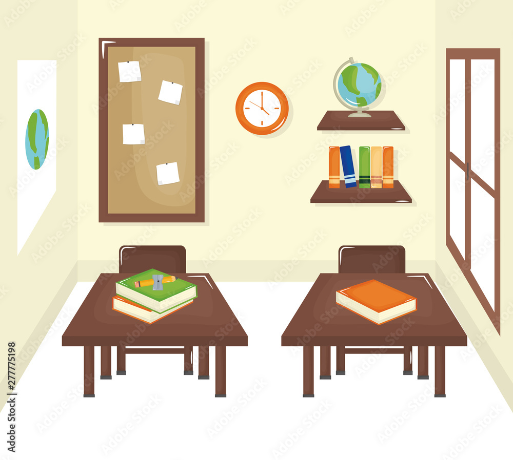 school classroom with schooldesks scene school classroom with schooldesks scene