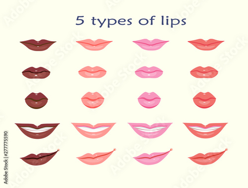 lips collection illustration of sexy woman's