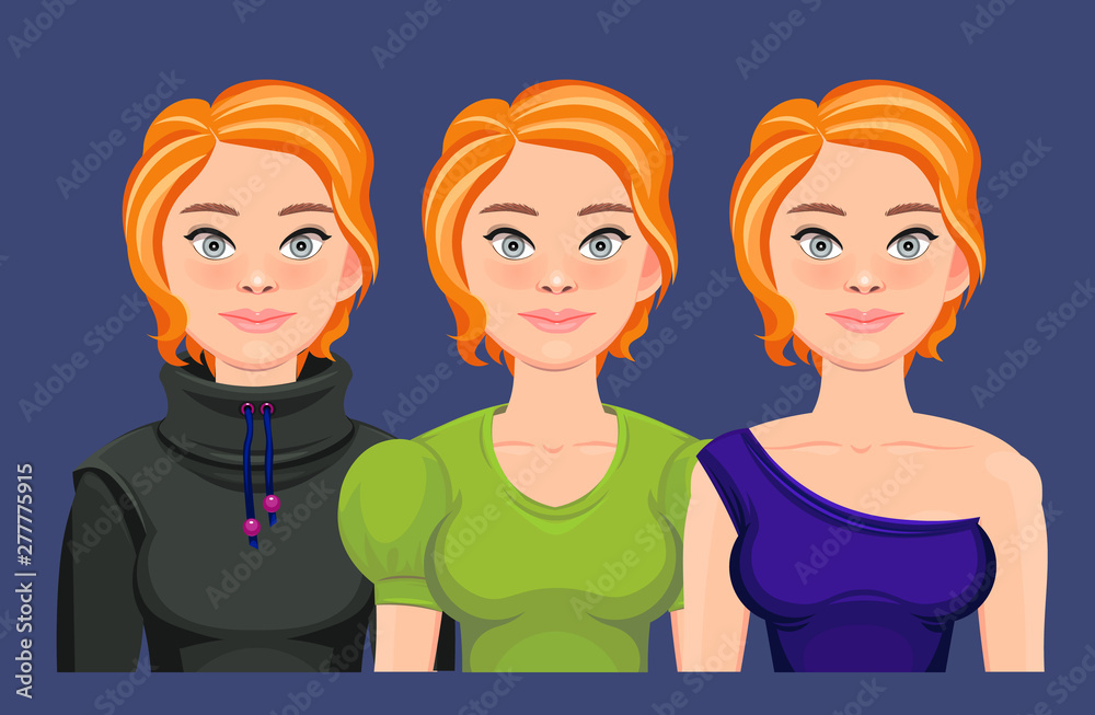 Set portrait of beautiful girls. Avatar vector Set portrait of beautiful girls. Avatar vector