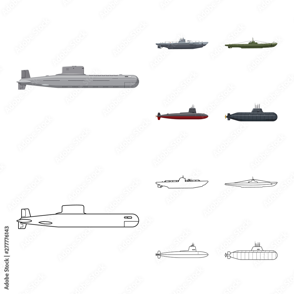 Vector illustration of war and ship sign. Set of war and fleet vector icon for stock.