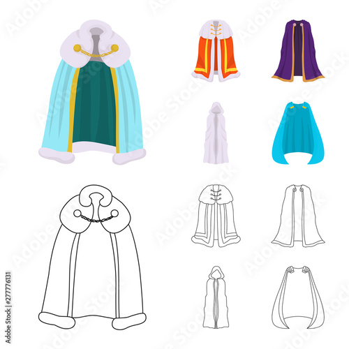 Vector illustration of material and clothing sign. Set of material and garment stock vector illustration.