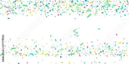 Colorful confetti on white background.