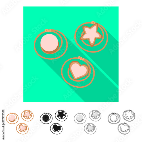 Vector design of hairgrip and hairdo sign. Set of hairgrip and clip stock symbol for web.