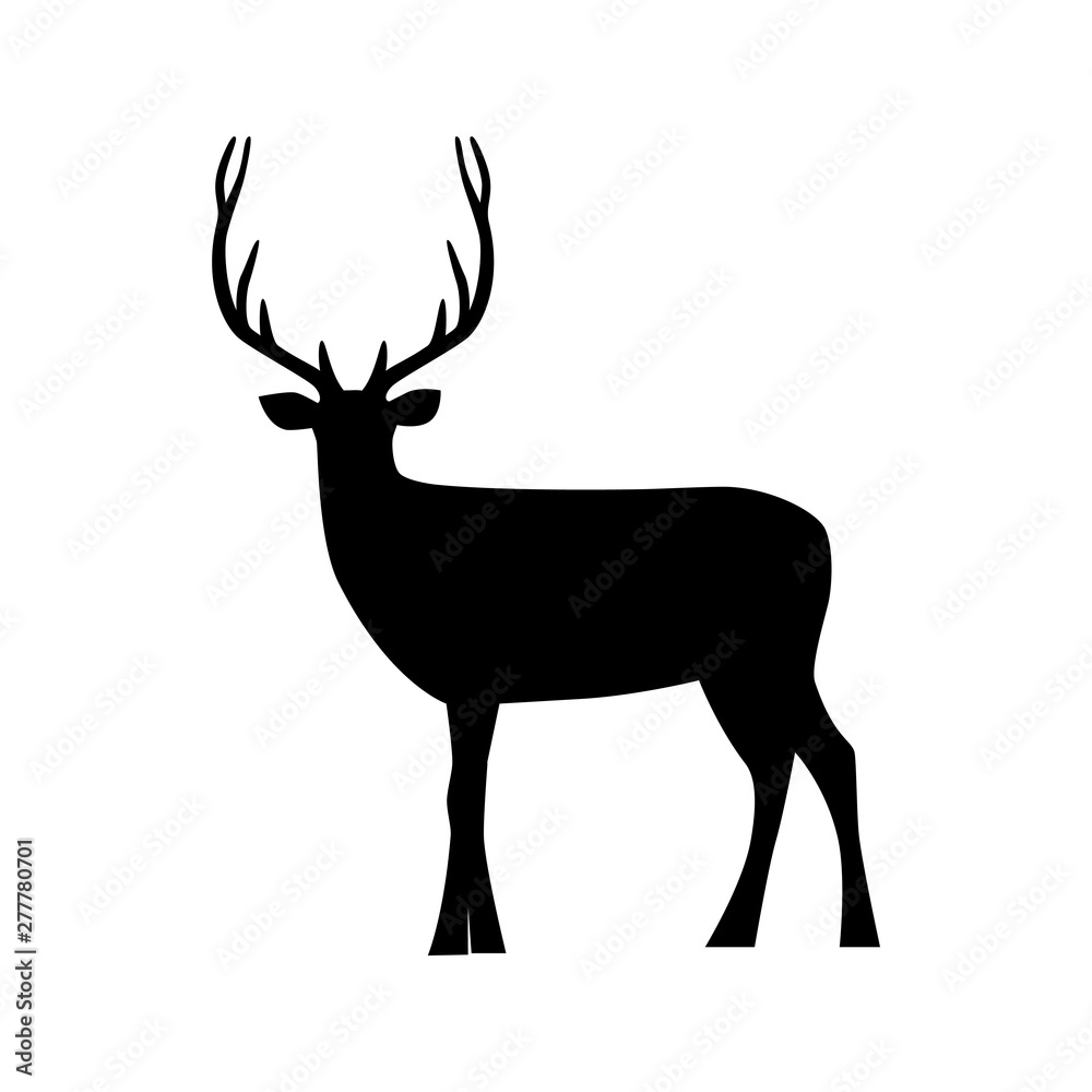 Black silhouette of a deer. Animal icon vector Black silhouette of a deer. Animal icon vector
