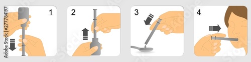 Instructions on how to give liquid medicines using plastic oral syringe 
