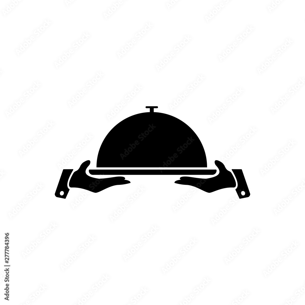Food Tray on the Hand / Waiters Serving Icon Vector Food Tray on the Hand / Waiters Serving Icon Vector
