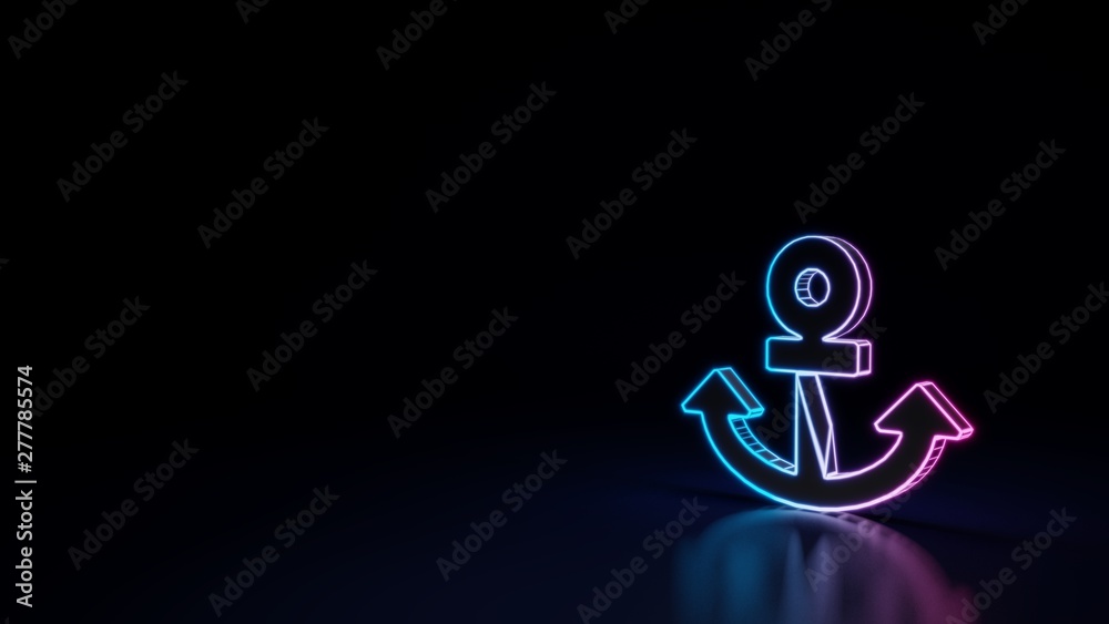 3d glowing neon symbol of symbol of anchor isolated on black background 3d glowing neon symbol of symbol of anchor isolated on black background