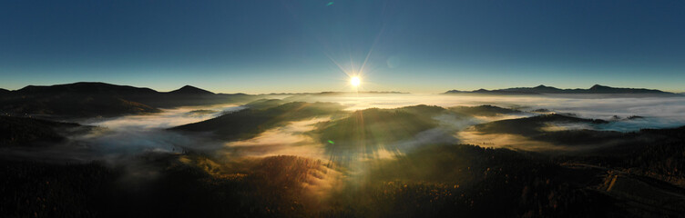 Leinwandbilder Schwarz Carpathian mountain sunny landscape  © Pakhnyushchyy