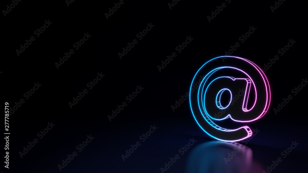 3d glowing neon symbol of symbol of at sign isolated on black background 3d glowing neon symbol of symbol of at sign isolated on black background