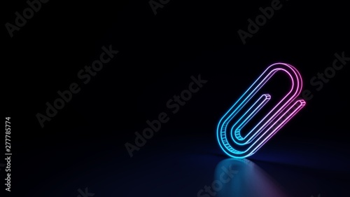 3d glowing neon symbol of symbol of attachment isolated on black background photo