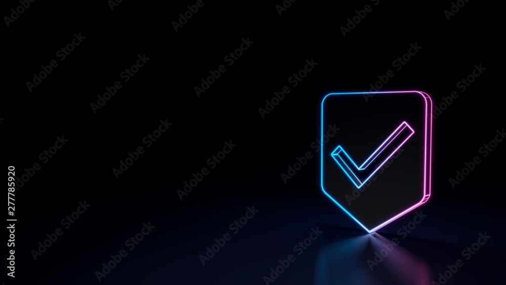 3d glowing neon symbol of symbol of been here marker isolated on black background