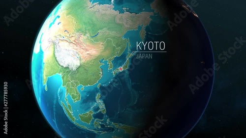 Japan - Kyoto - Zooming from space to earth