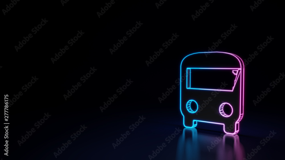 3d glowing neon symbol of symbol of front view of a bus isolated on black background 3d glowing neon symbol of symbol of front view of a bus isolated on black background