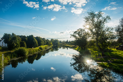 Backlight over the Kamenka river, Suzdal, Golden ring, Russia
