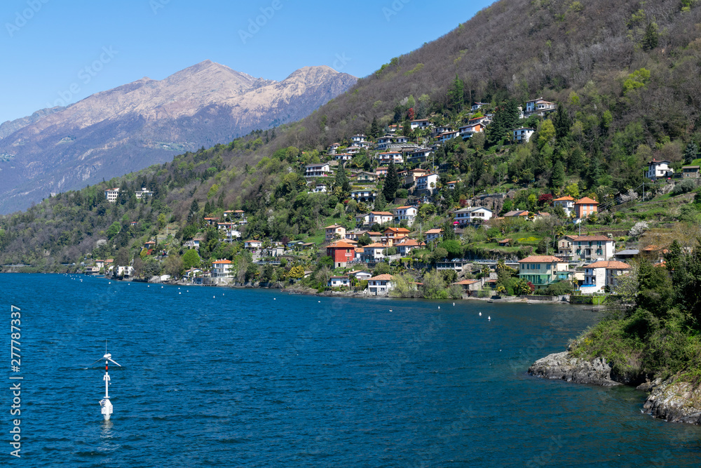 Landscape with villas over Como Lake shore Landscape with villas over Como Lake shore