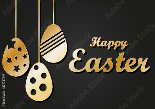 Feliz día de pascua en dorado.