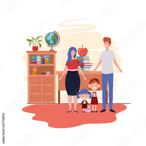 couple of parents with children avatar character