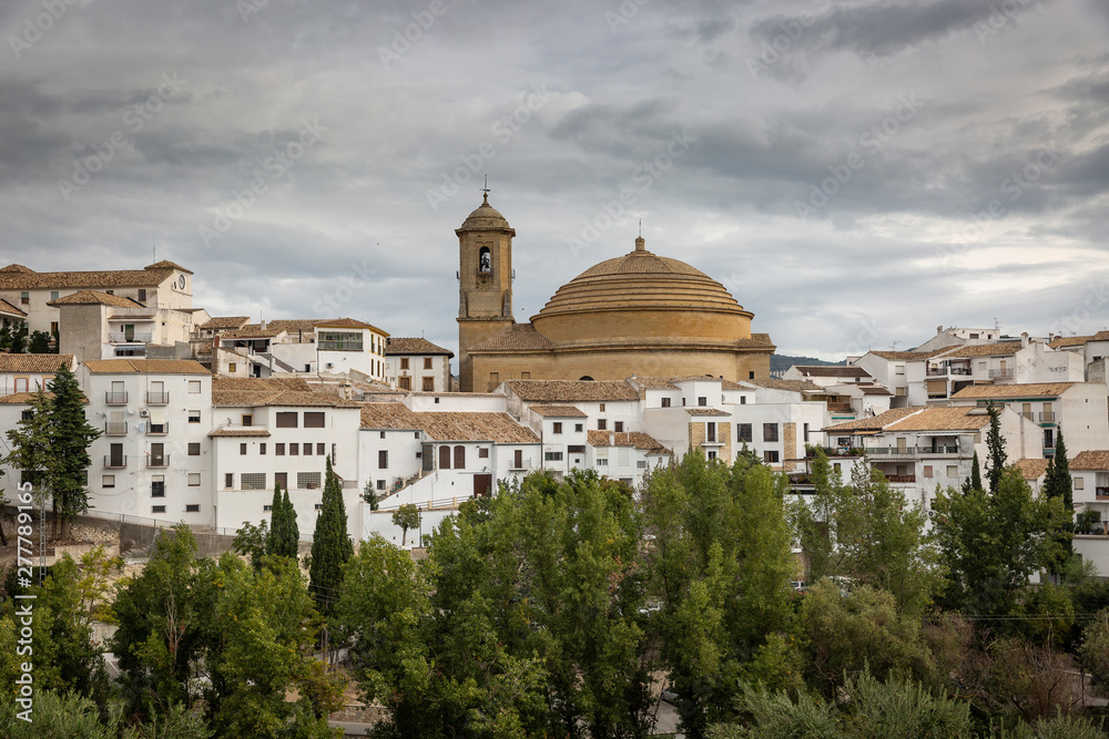a view of Montefrio town and the Church of the Incarnation, province of Granada, Andalusia, Spain
