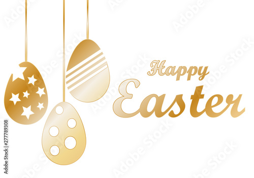 Feliz día de pascua en dorado.