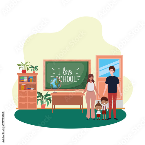 couple of parents with children avatar character