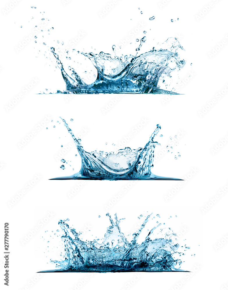 Water splash set isolated on white background - obrazy, fototapety, plakaty 