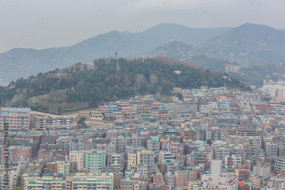 Aerial view of the Busan cityscape from Busan Tower