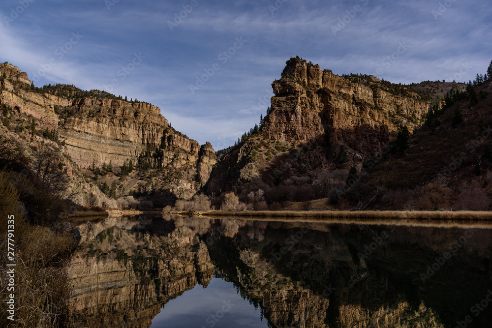 Rocks Cliffs Clif Red Dramatic Sunset Tall Trees