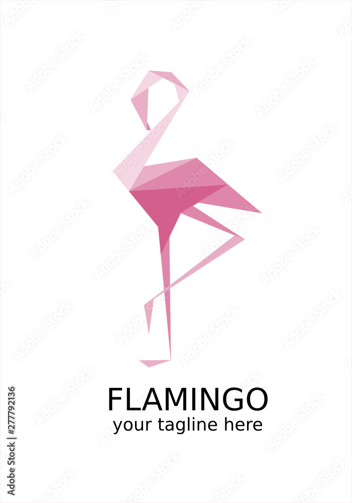 Logo z różowym, geometrycznym flamingiem Logo z różowym, geometrycznym flamingiem