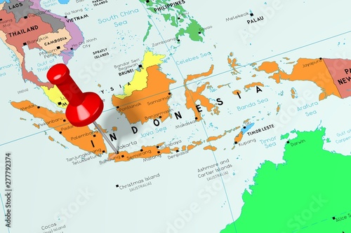 Photo Indonesia, Jakarta - capital city, pinned on political map