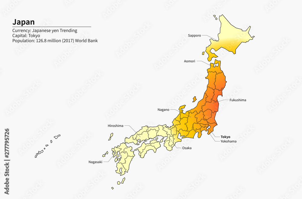 japan map. asia country map.