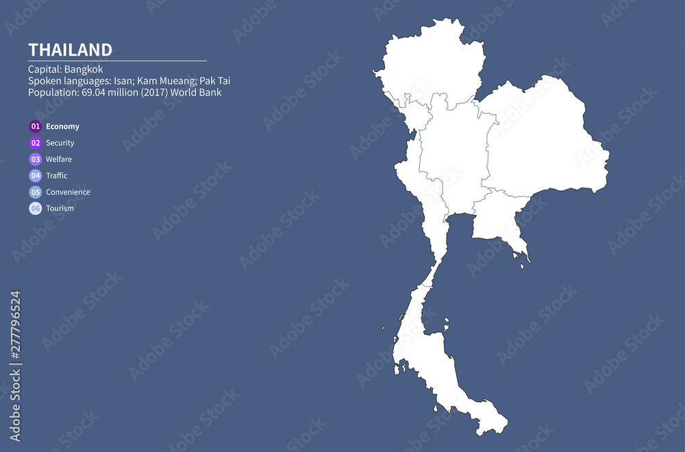 thailand map. graphic vector map of asia countries