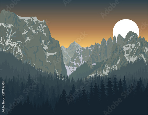 Yosemite National Park with woodland forest