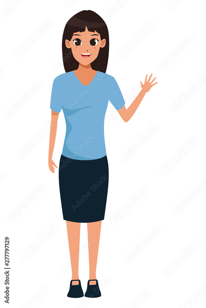 Executive businesswoman greeting cartoon