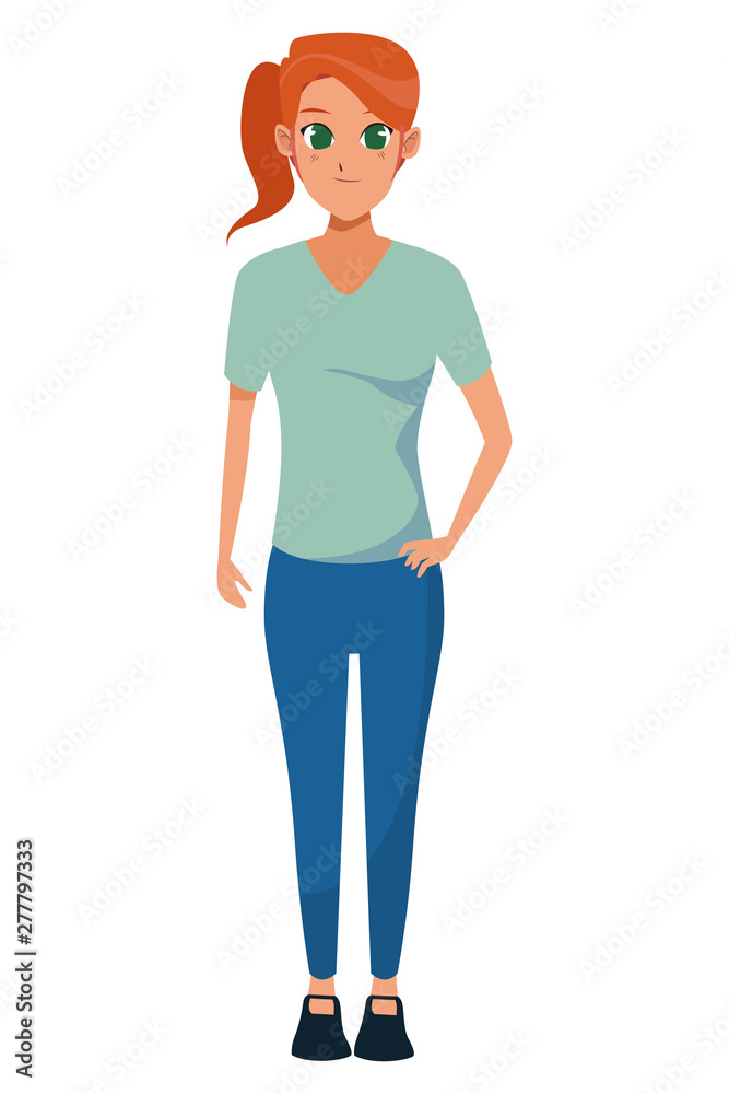 Fototapeta premium Young woman with sport wear cartoon