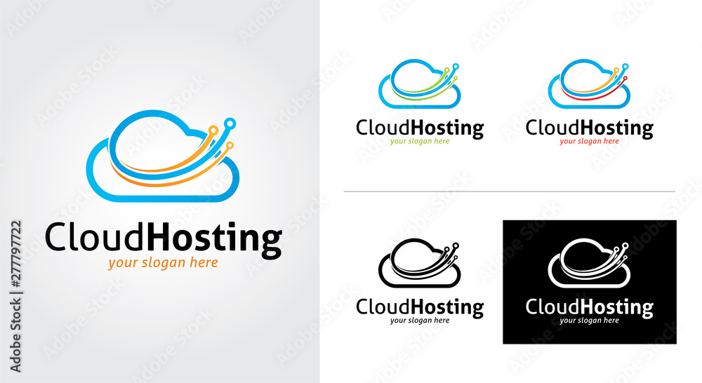 Cloud Hosting minimalist and creative logo set Cloud Hosting minimalist and creative logo set