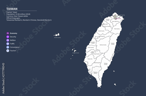 taiwan map. graphic vector map of asia countries