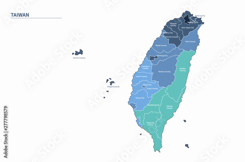 taiwan map. graphic vector map of asia countries