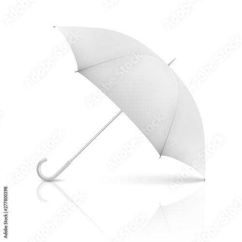 Vector 3d Realistic Render White Blank Umbrella Icon Closeup Isolated on White Background. Design Template of Opened Parasol for Mock-up, Branding, Advertise etc. Front View