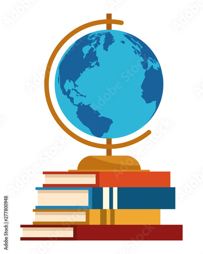 World globe on education books cartoons
