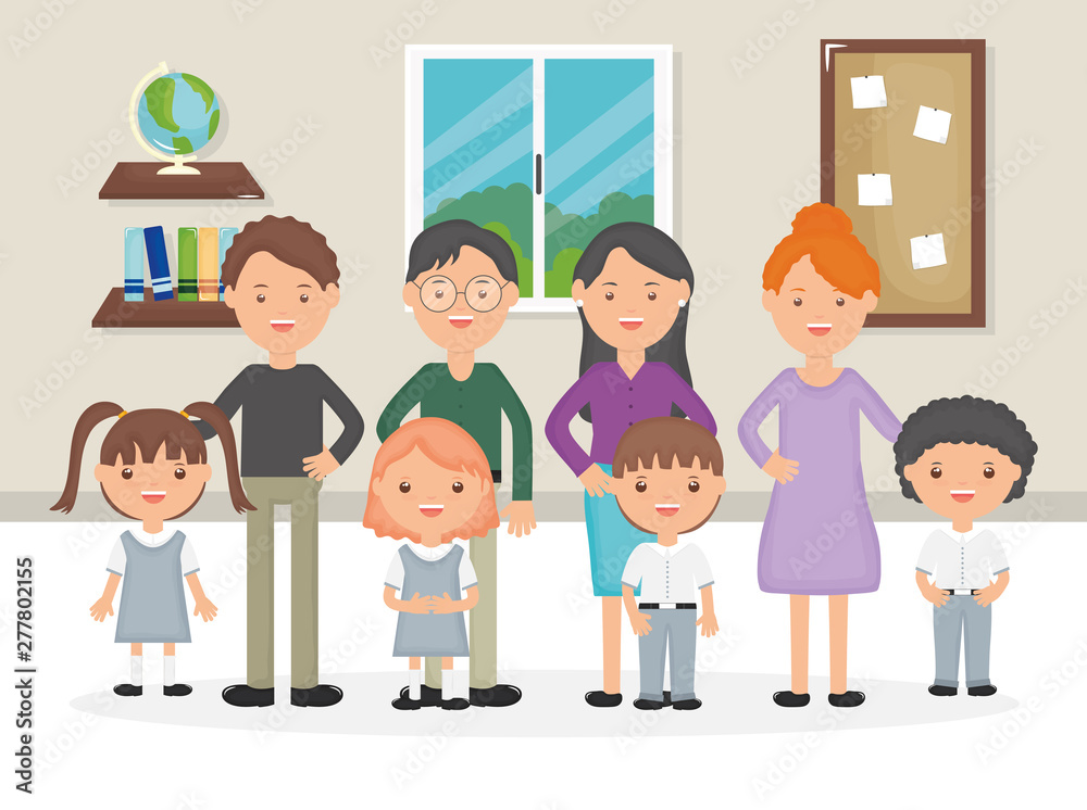 cute little students group and teachers characters cute little students group and teachers characters